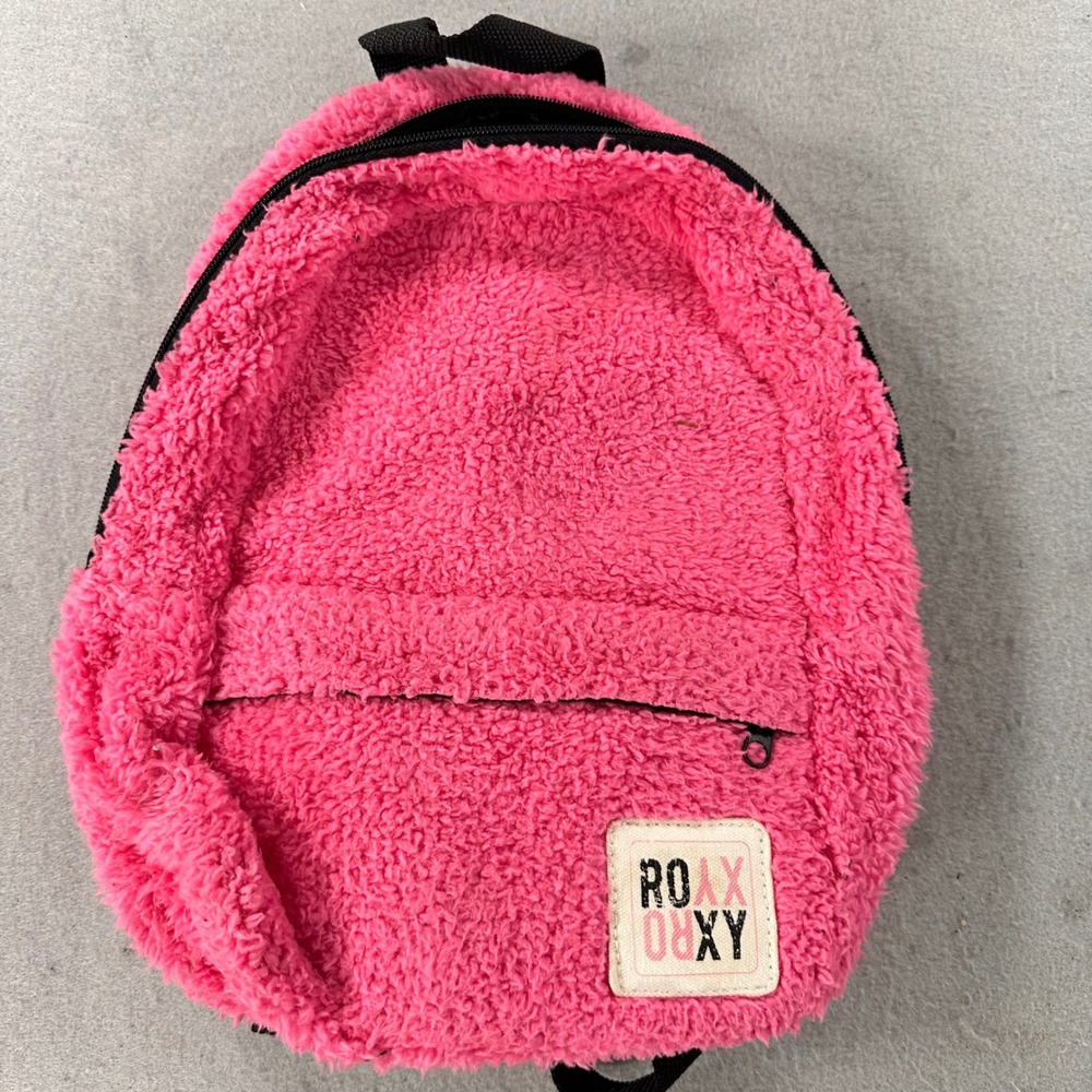 Roxy Mini Backpack Pink Sherpa Fleece Faux Fur Small Bookbag L412073